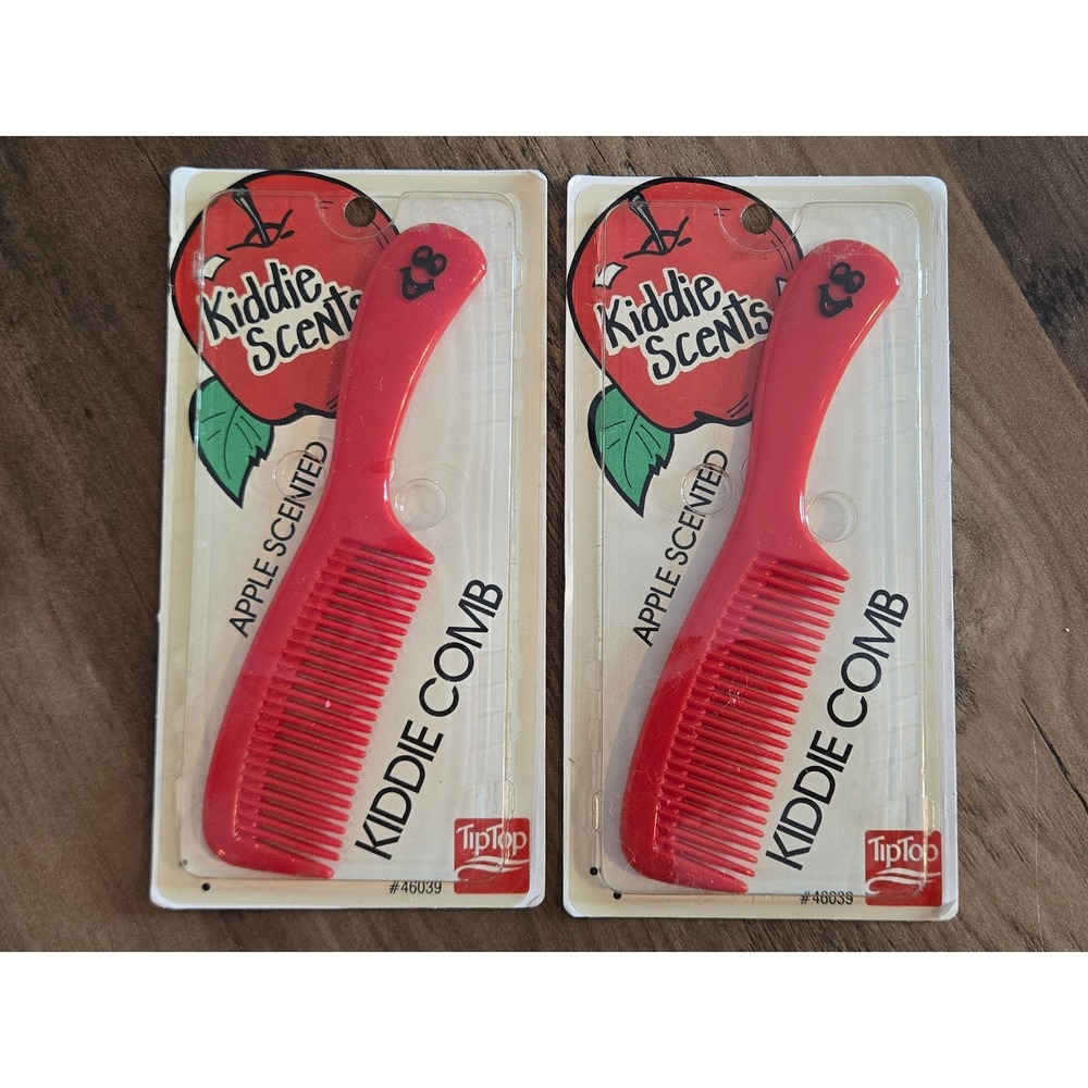 Vintage Tip Top Kiddie Scents Apple Scented Hair Comb Set of 2 Red 80s New
